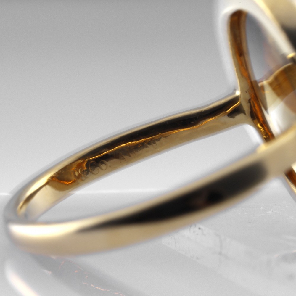 Tiffany & Co. Paloma Picasso Olive Leaf Ring 18K Yellow Gold Citrine