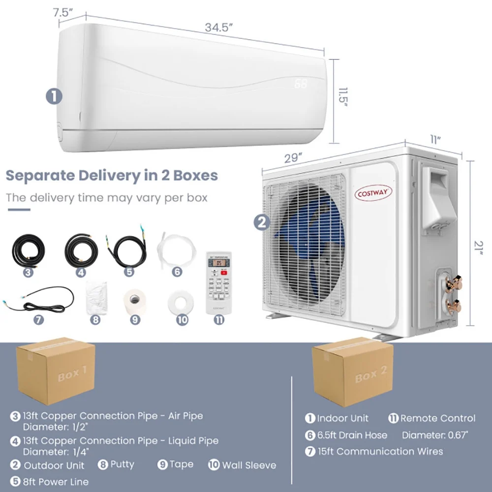 YYAo12000 BTU 20 SEER2 115V Ductless Mini Split Air Conditioner