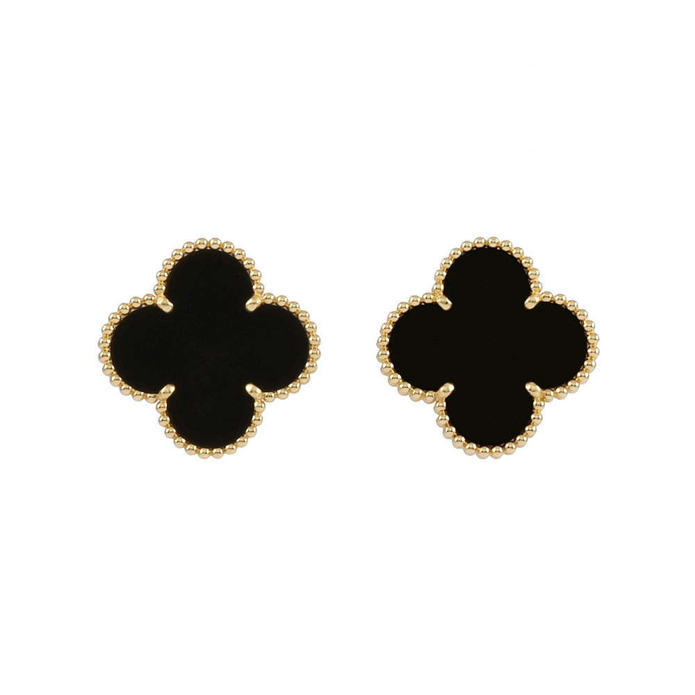 Van Cleef & Arpels Magic Alhambra Earrings 18K Yellow Gold Onyx VCARA44300