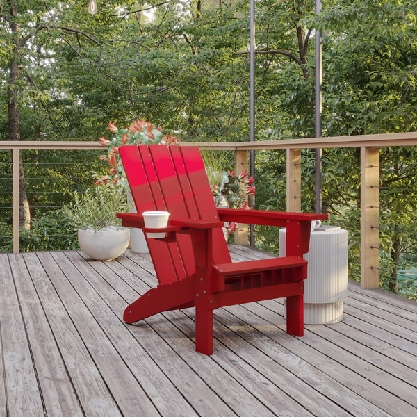 Set of 4 Commercial AllWeather Adirondack Chairs with Cupholders