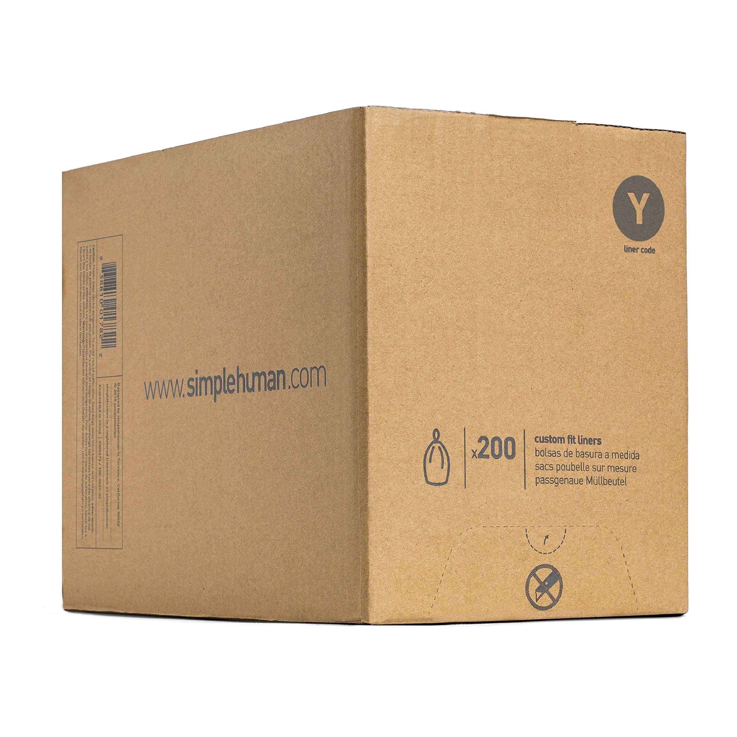 simplehuman Code Y Custom Fit Trash Can Liner, 200 Pack, 115 L/ 30 Gallon