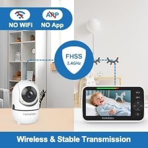 5′′ Screen Baby Monitor with 3 Cameras – No WiFi Video Baby Monitor, 1000ft Long Range, ECO, 26 Hour Battery, Pan-Tilt-Zoom Night Vision, Temperature Sensor & 2-Way Audio, 8 Lullabies