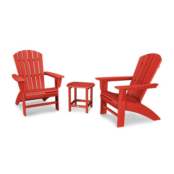 POLYWOOD Nautical 3piece Adirondack Chair and Table Set