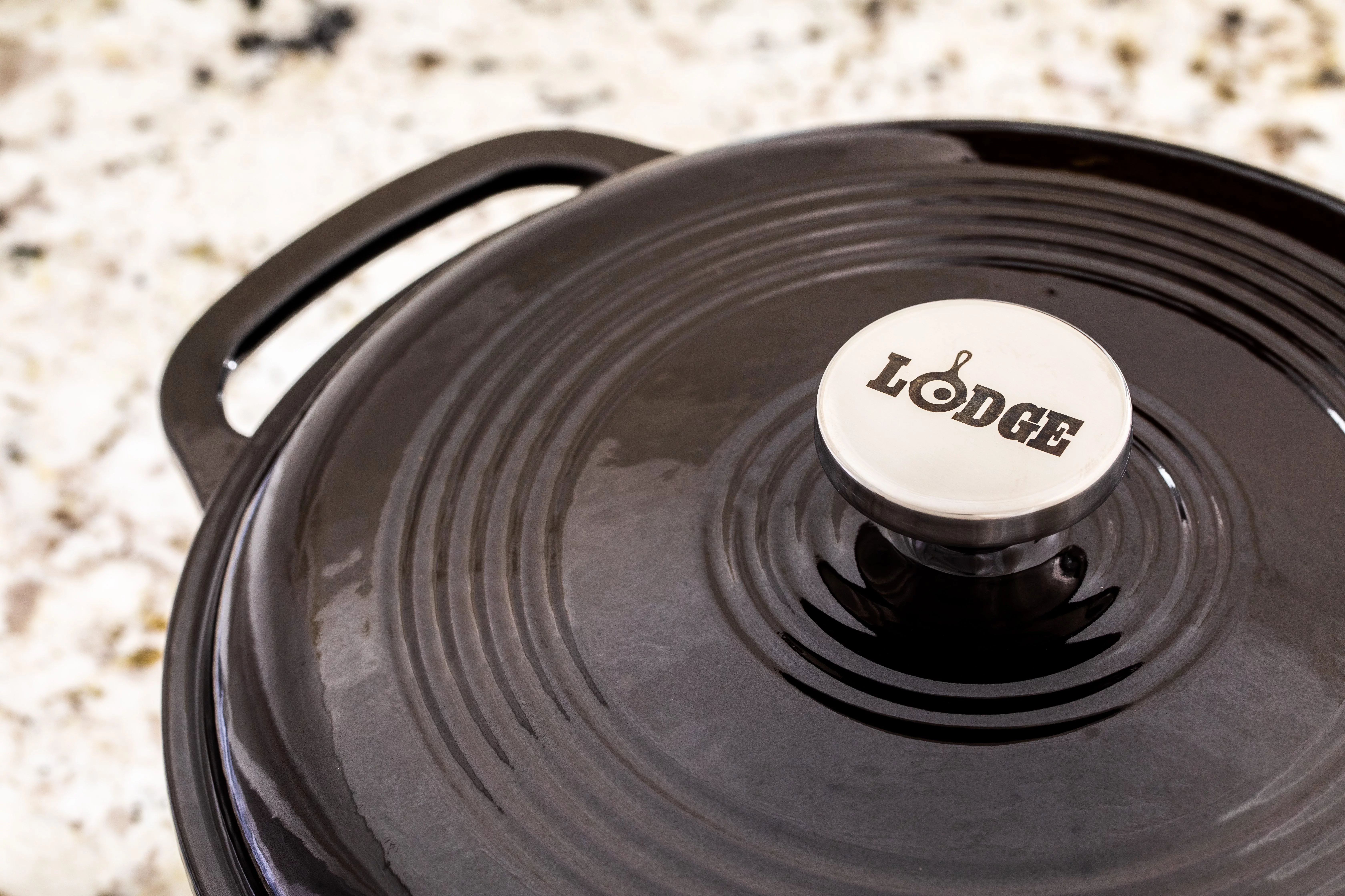 Lodge Cast Iron 6 Quart Enameled Dutch Oven, Midnight Chrome Black