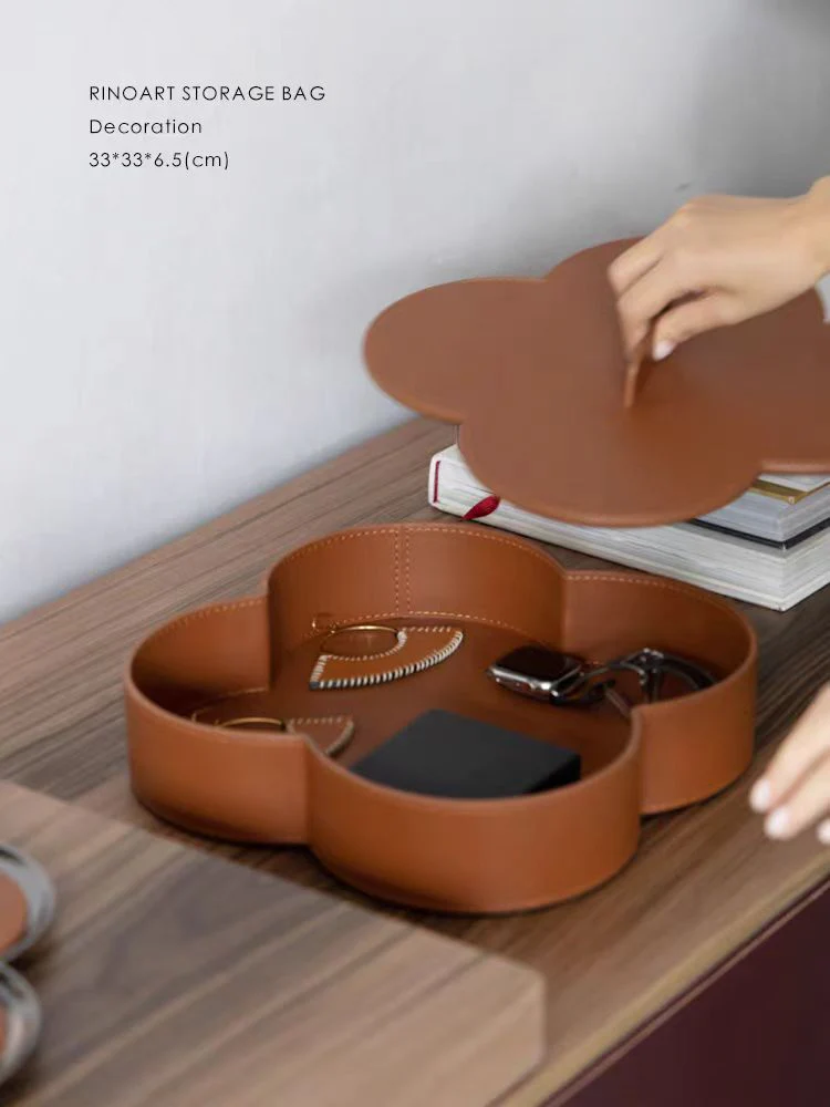 DC300 - Home H swift gold-brown saddle leather storage box cloakroom jewelry watch storage makeup box
