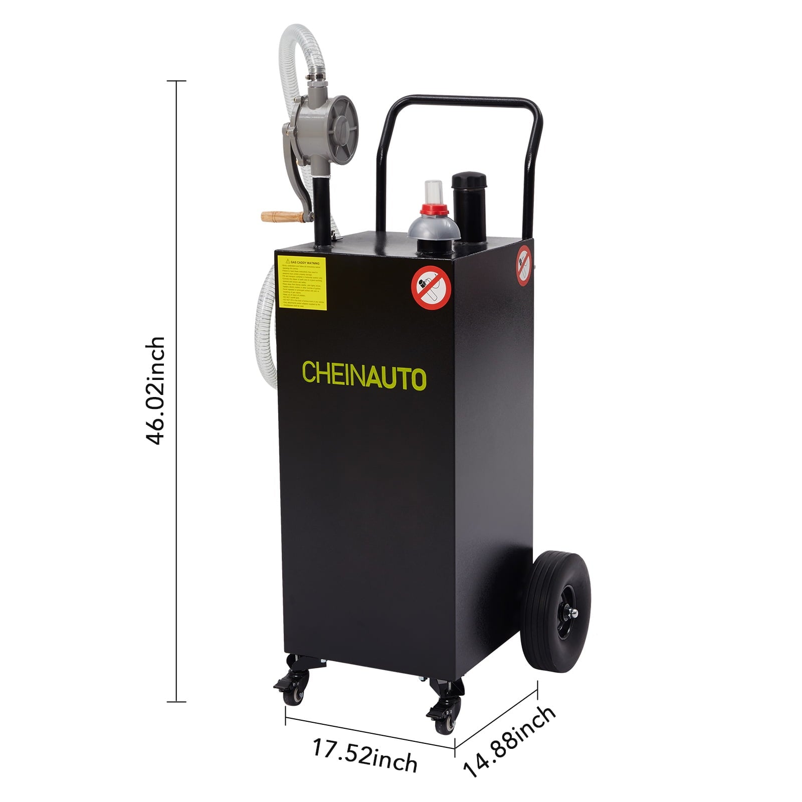 Gas Caddy, 35 Gallon Fuel Transfer Tanks with Casters & Wheels Portable Fuel Storage Tank for Cars, Boats, Lawn Mowers