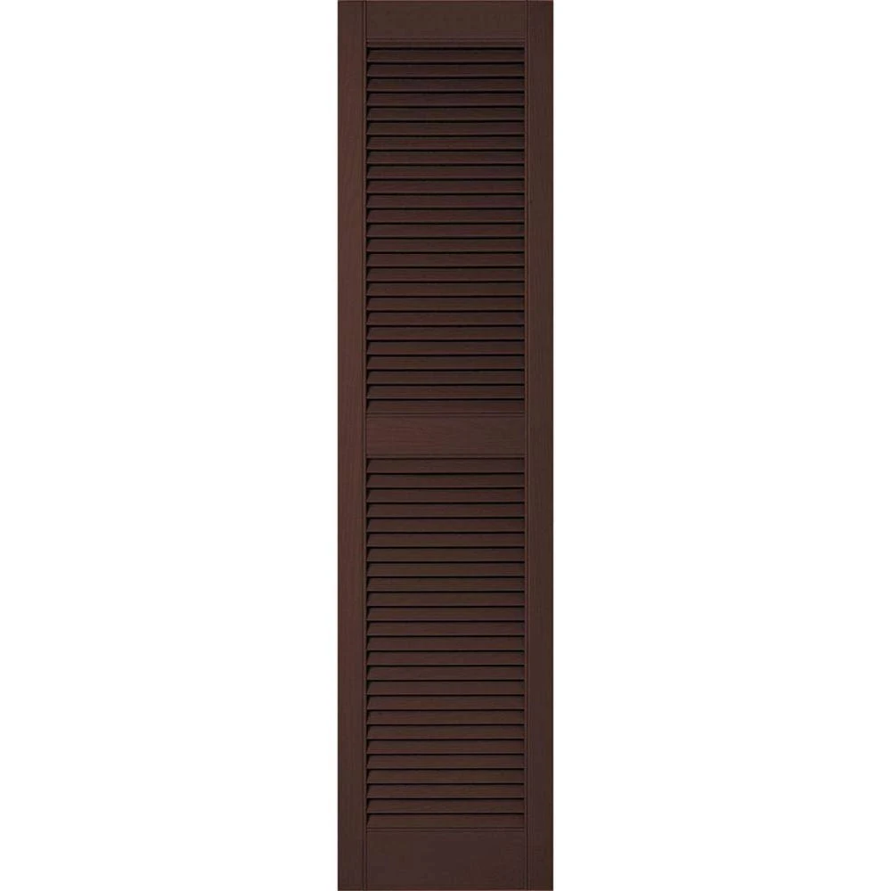 18 inchw x 58 inchh Lifetime Vinyl, Custom Straight Top Center Mullion, Open Louver Shutters, w/Shutter-Loks (Per Pair), Federal
