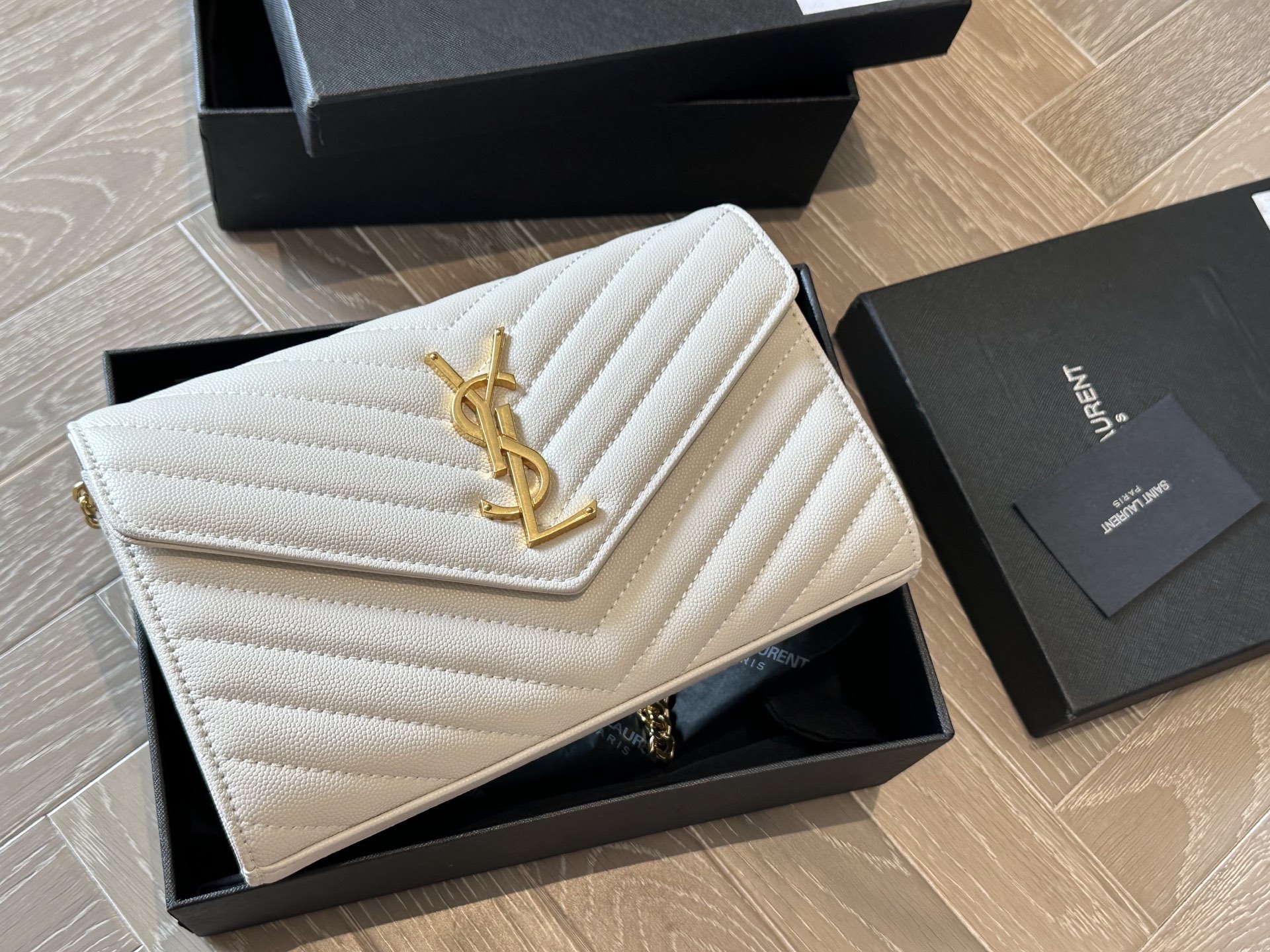 YSL WOC Caviar Leather Chain Envelope Bag - cnluxepick