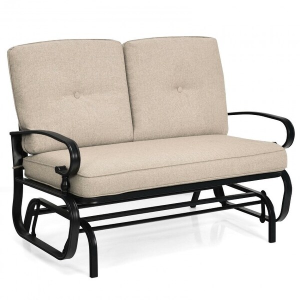 2 Seats Outdoor Swing Glider Chair with Comfortable Cushions