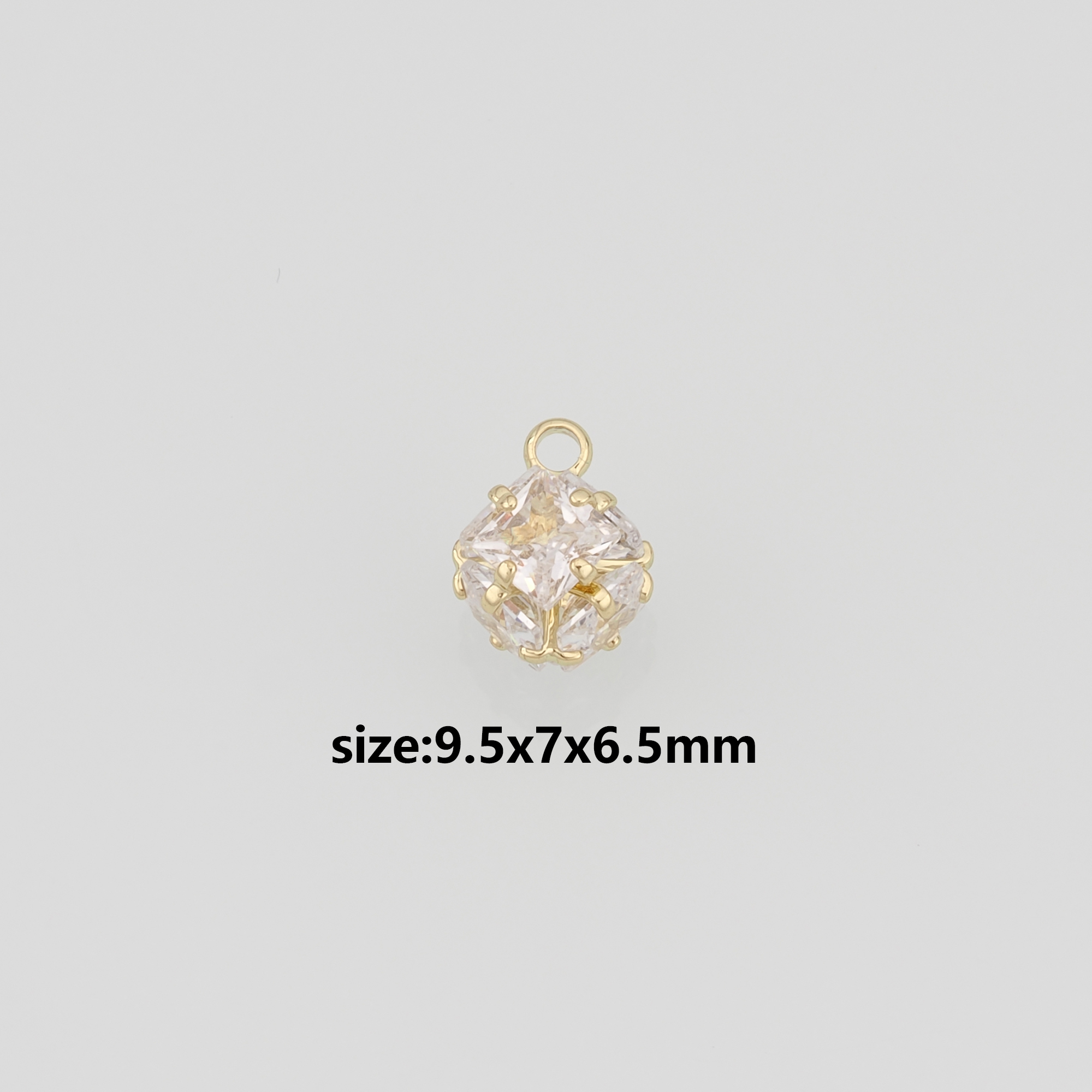 18K Gold Filled Square Pendant,CZ Micro Pave Cube Charm Earrings Necklace for DIY Jewelry Making Supply