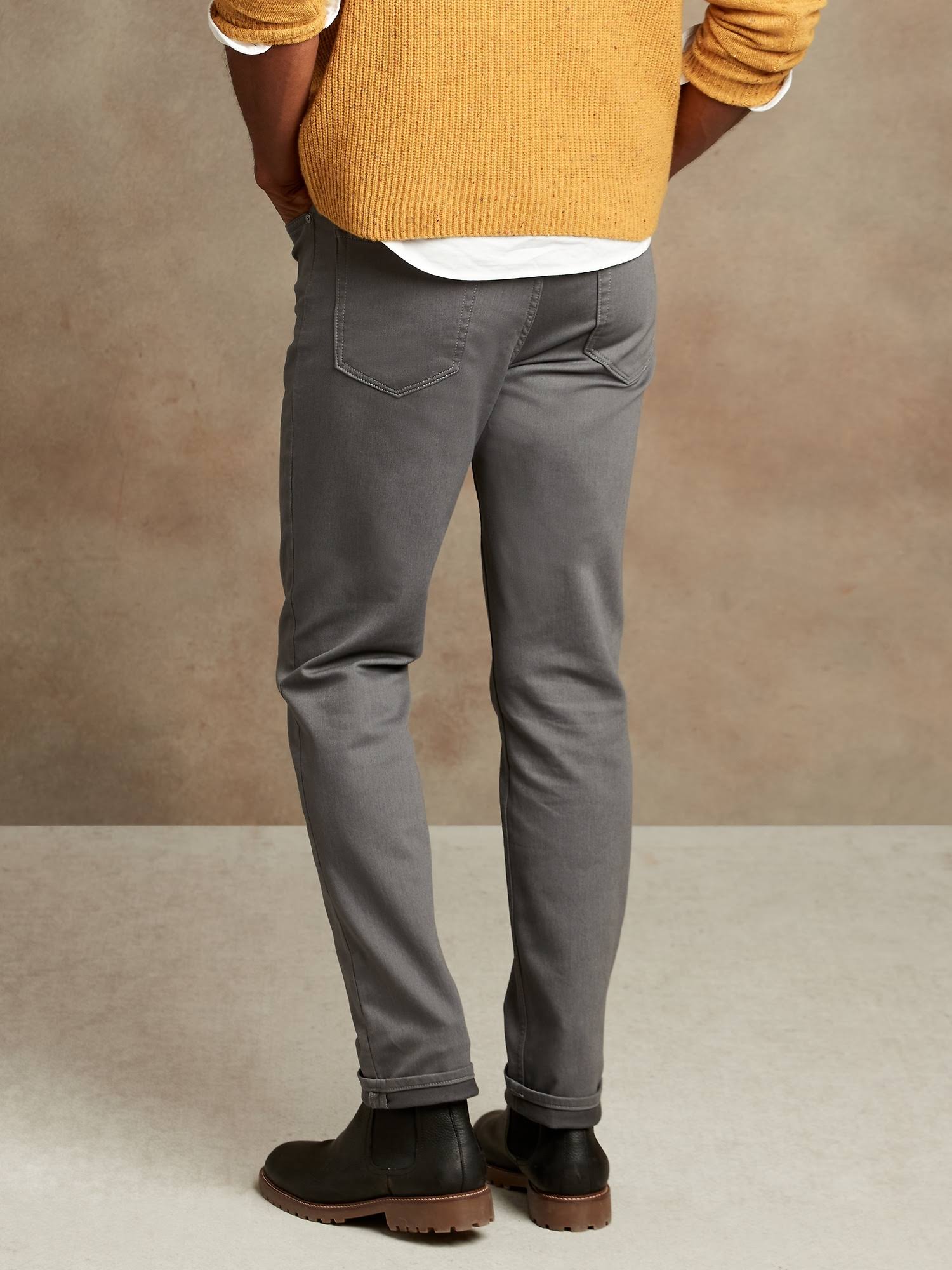 Banana Republic Men&s Slim Heathered Traveler Pant Smoke Gray Size 34W 32L