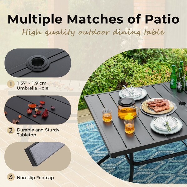MAISON ARTS 5/7piece Patio Dining Set,4/6 Rattan Swivel Chairs with Cushion and 1 Metal Table with Umbrella Hole