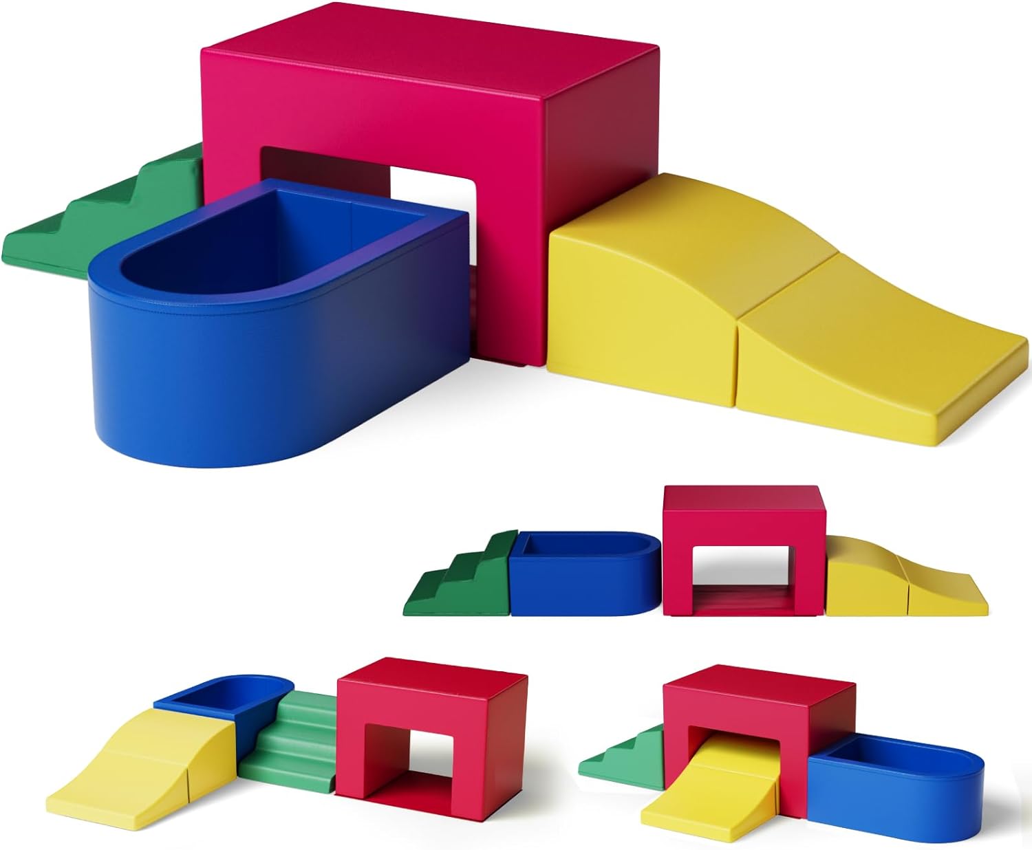 JMPU PU Leather Toddler Climbing Toys C Indoor Foam Blocks for Ages 1-3, Soft Playset with Waterproof Easy-Clean Surface