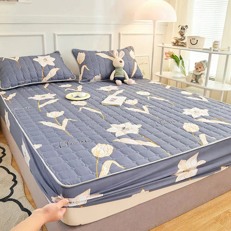 Cadar Set Queen/King Fitted Bedsheet With Cotton Anti Slip Mattress Cover Ready Stock