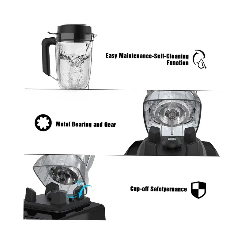Professional 1450W Blender with 68 oz Total Crushing Pitcher – Dishwasher-Safe, Heavy-Duty Motor for Smoothies, Soups, and Nut Butters, Black