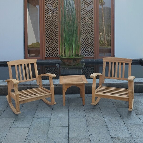 Leon 3piece Teak Patio Chat Set with Cushion by Havenside Home