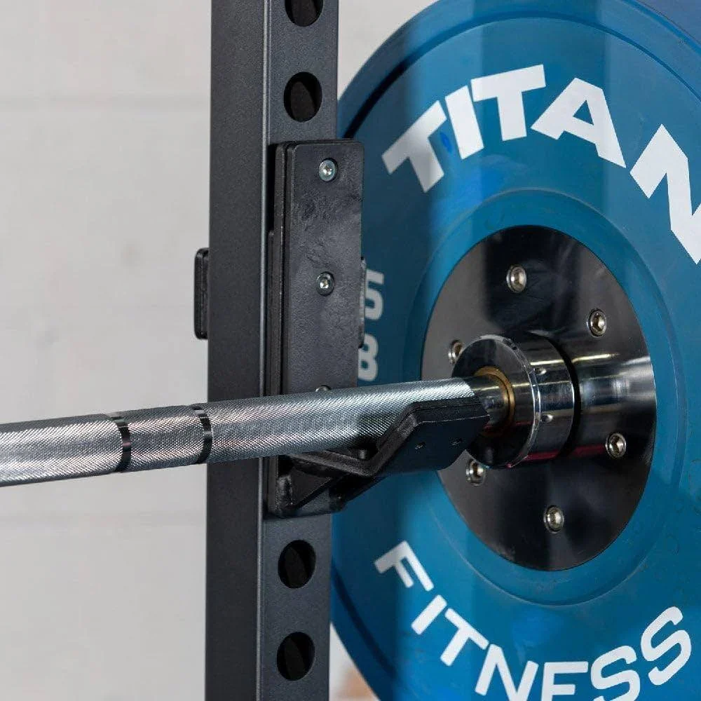 Titan Fitness T-2 Series Power Rack 71-inches High J-Hooks Single Pull-Up Bar Safeties Weight Plate Horns