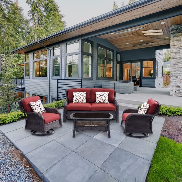 Hanover Strathmere 4Piece Lounge Set in Crimson Red