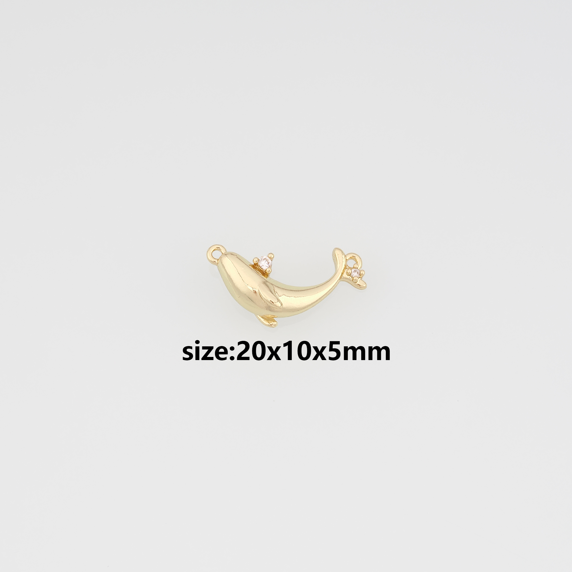 18K Gold Filled Dolphin Connector,Fish Charm Necklace Bracelet for DIY Jewelry Making Supply