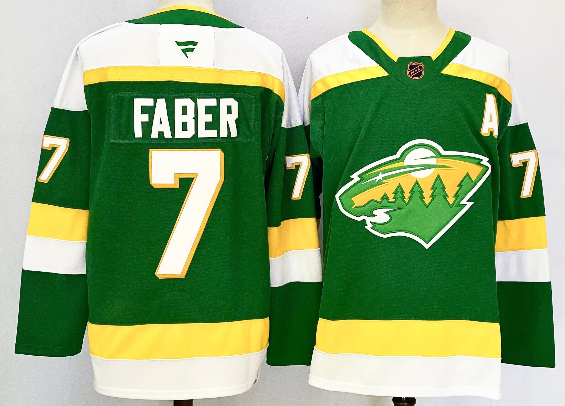 Men's Minnesota Wild Brock Faber #7 Fanatics Bright Green Retro Version Jersey