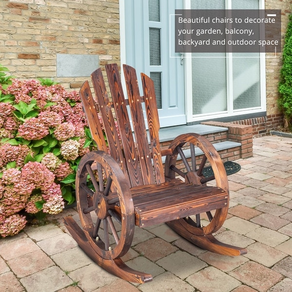 Karlhome Wagon Wheel Wood Adirondack Rocking Chair (Set of 2)