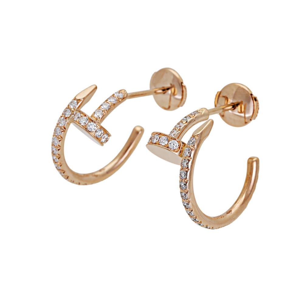 Cartier Juste un Clou Pave Earrings 18K Rose Gold B8301429