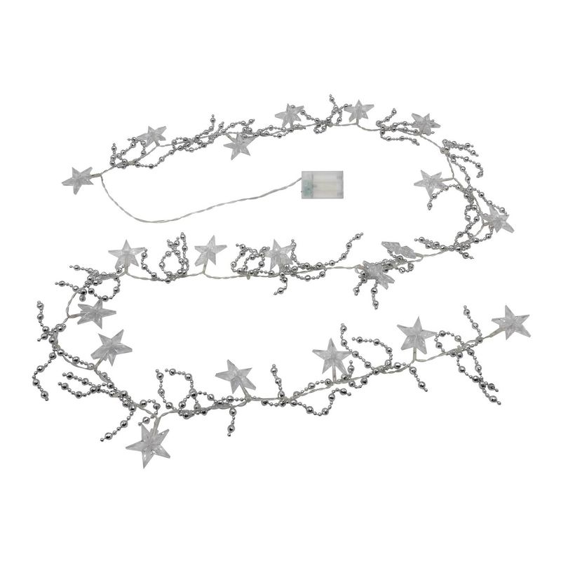 Lumabase Battery Operated Silver String Lights with Lighted Stars