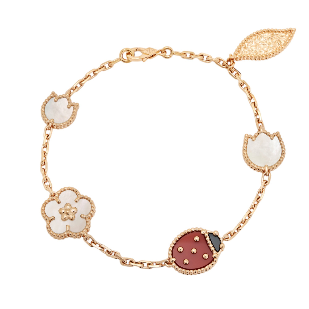 Van Cleef & Arpels Fauna Lucky Spring Bracelet 5 Motif 18K Rose Gold VCARP7RR00