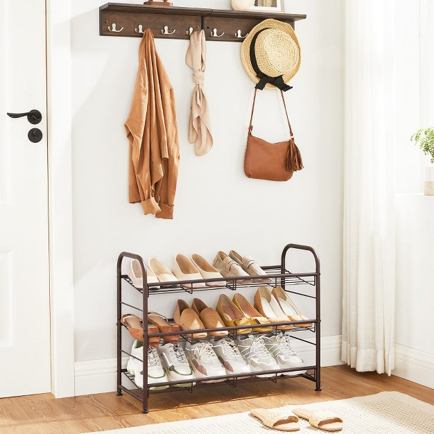 Songmics Stackable Shoe Rack 3 tier Storage Organizer Holds Up To 12 Pairs Bronze