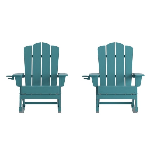 Commercial AllWeather Rocking Adirondack Chair with Swiveling Cupholder