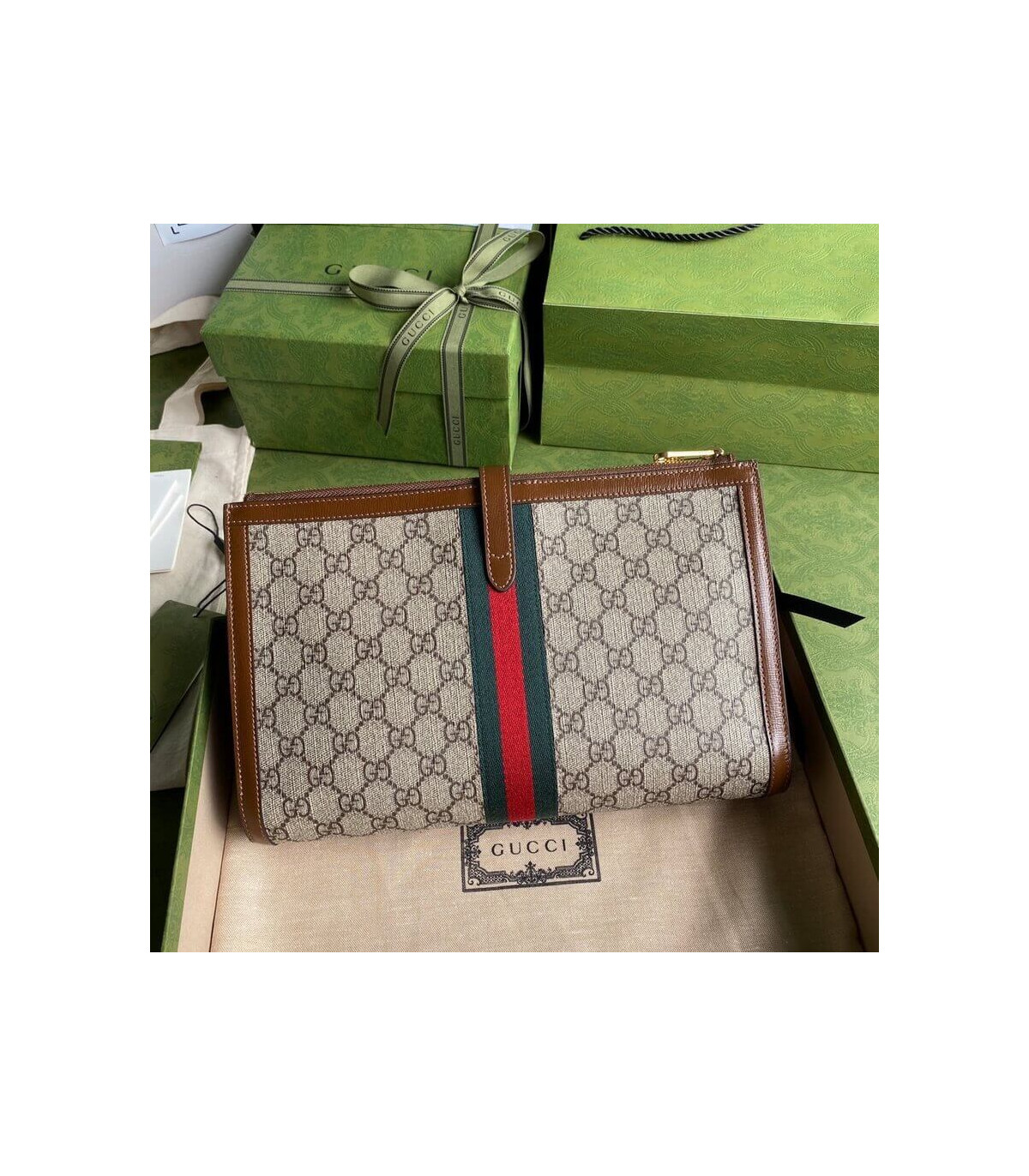 Gucci Jackie GG Coated Canvas Jackie 1961 Pouch Clutch Bag  30.5cm