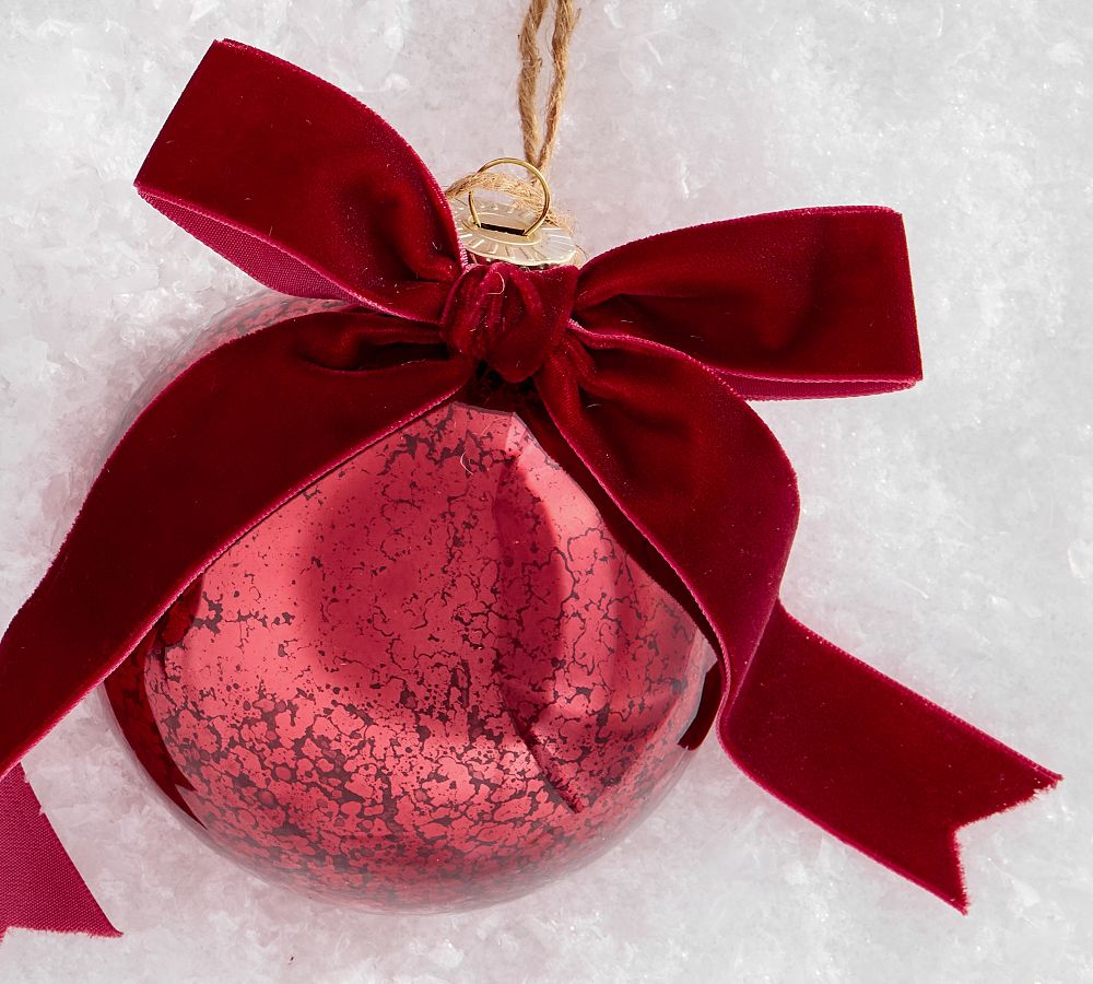 Mercury Glass Ball Ornaments with Bows - Set of 4  sgtnighsdesigns