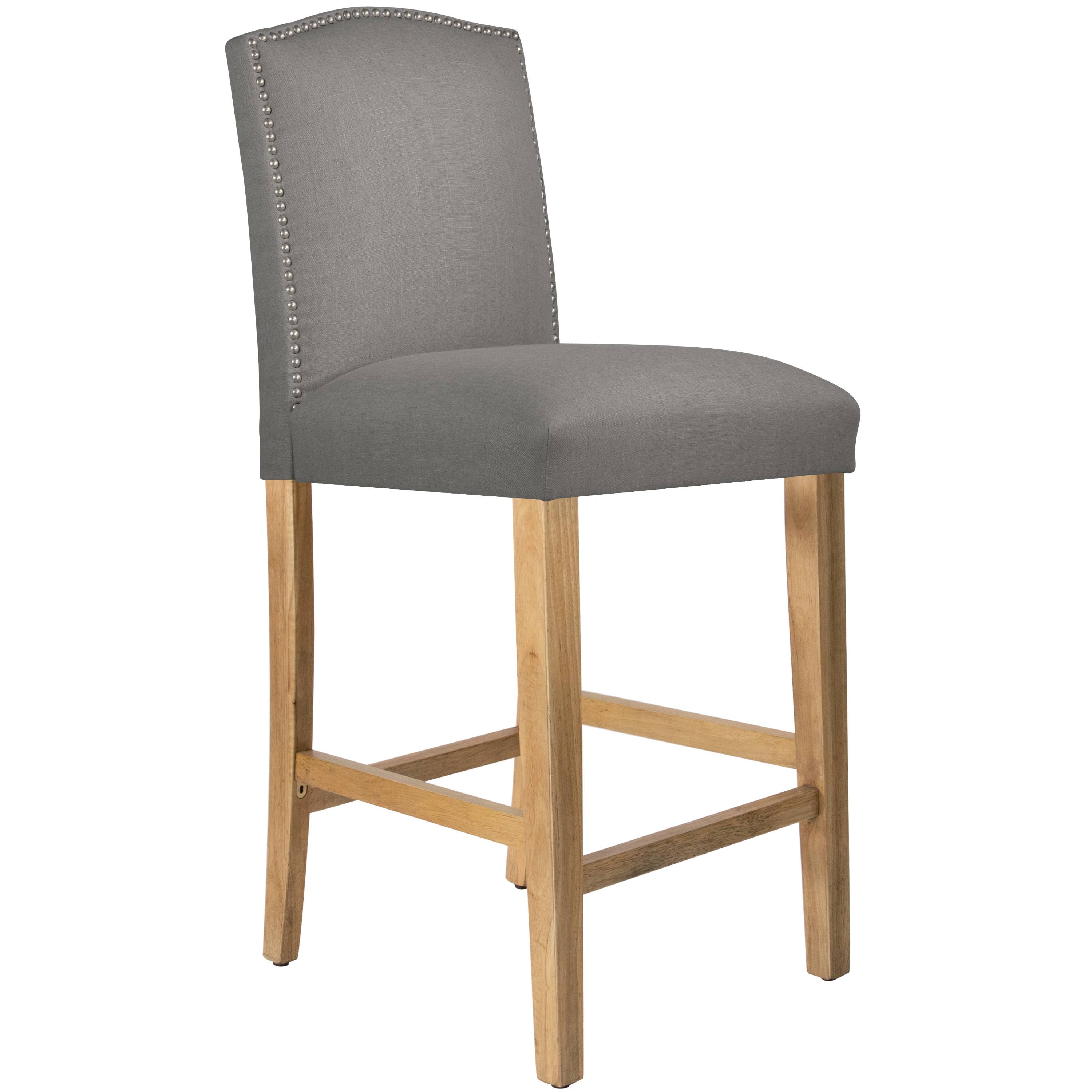 Skyline Furniture Linen Nail Button Bar Stool, Yellow