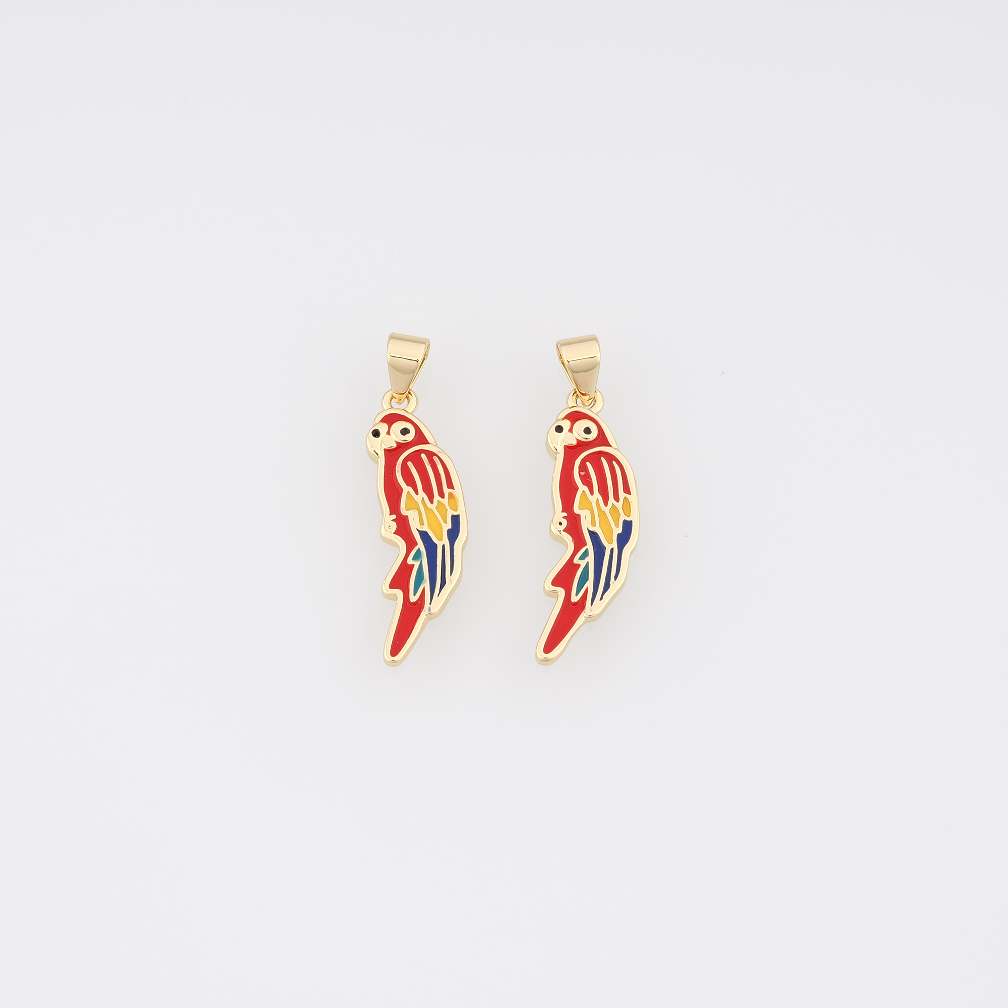 18K Gold Filled Bird Pendant,Enamel Bird Charm Earrings Necklace for DIY Jewelry Making Supply