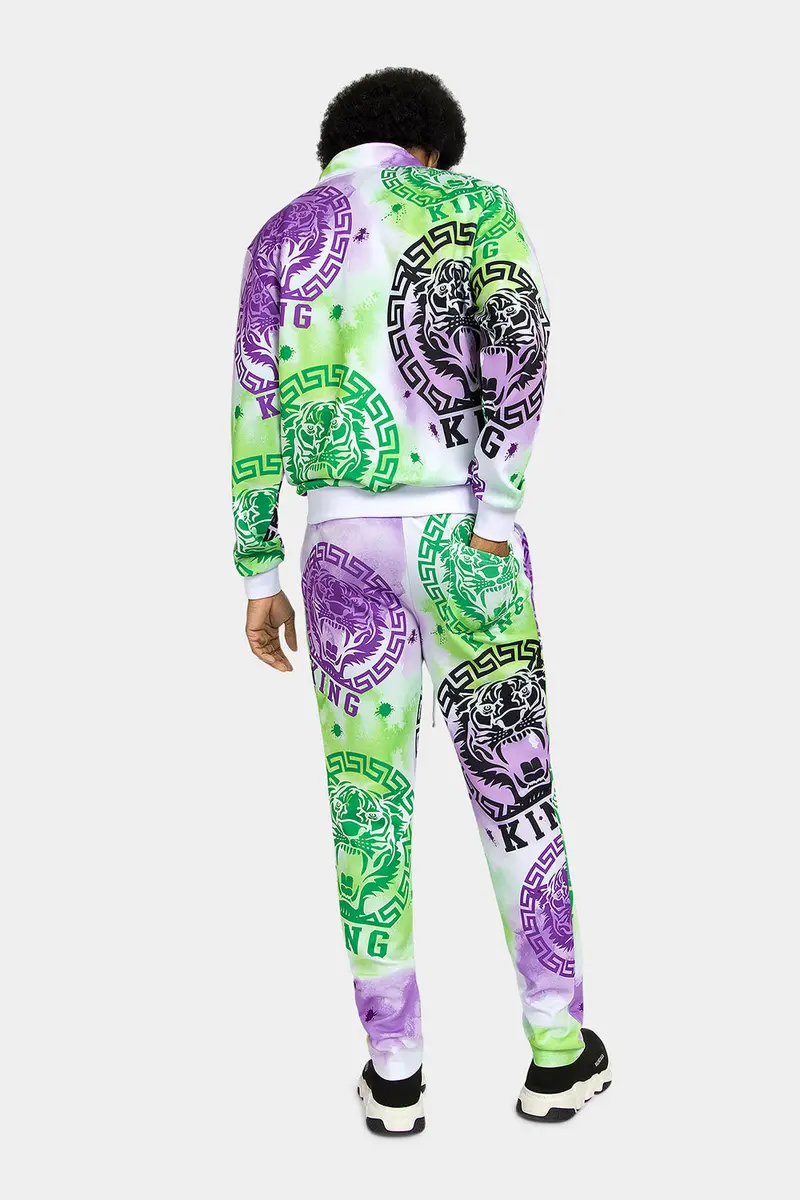 Tie-Dye Tiger King Tracksuit – Psychedelic Fusion of Wildlife Graphics & Swirling Dye Patterns