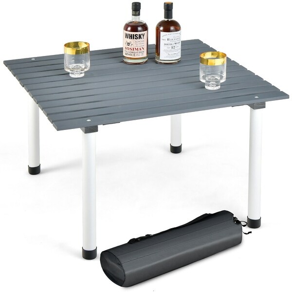 Gymax Folding Outdoor Camping Table w/ Carry Bag for Beach Picnic BBQ