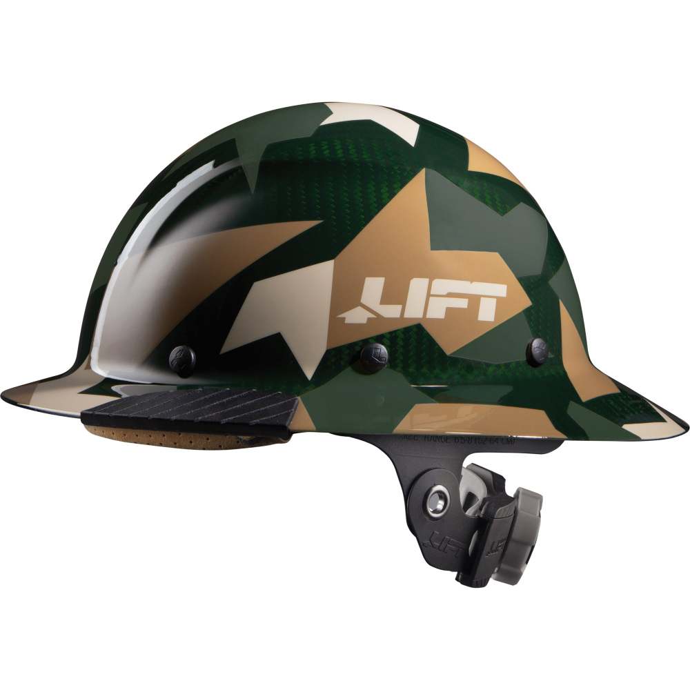Lift Safety Hard Hat DAX Jungle Camo Carbon Fiber Full Brim
