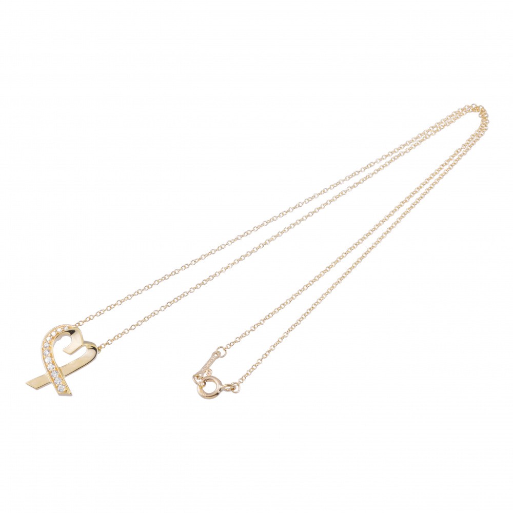 Tiffany & Co. Paloma Picasso Loving Heart Necklace 18K Yellow Gold Diamond