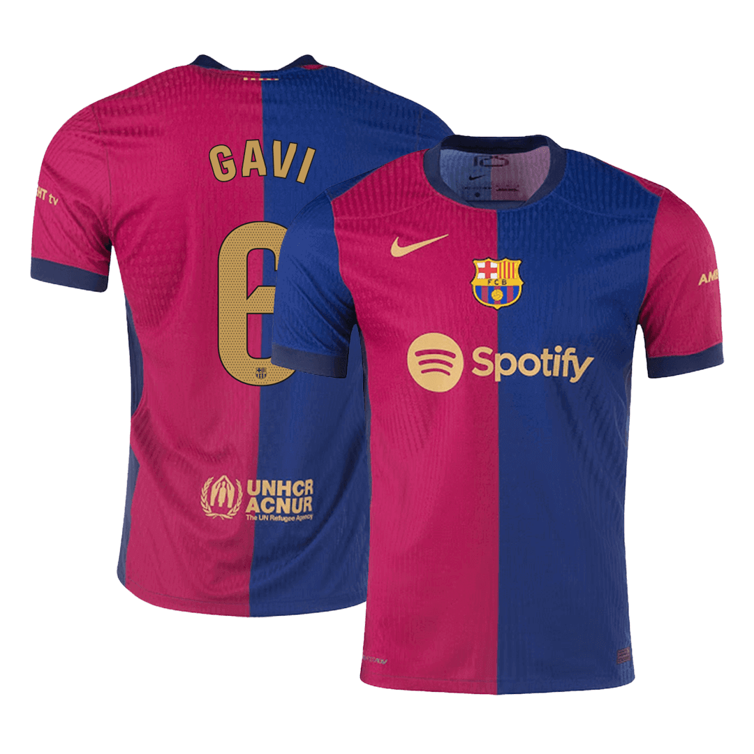 GAVI #6 Barcelona Home Player Version Jersey
