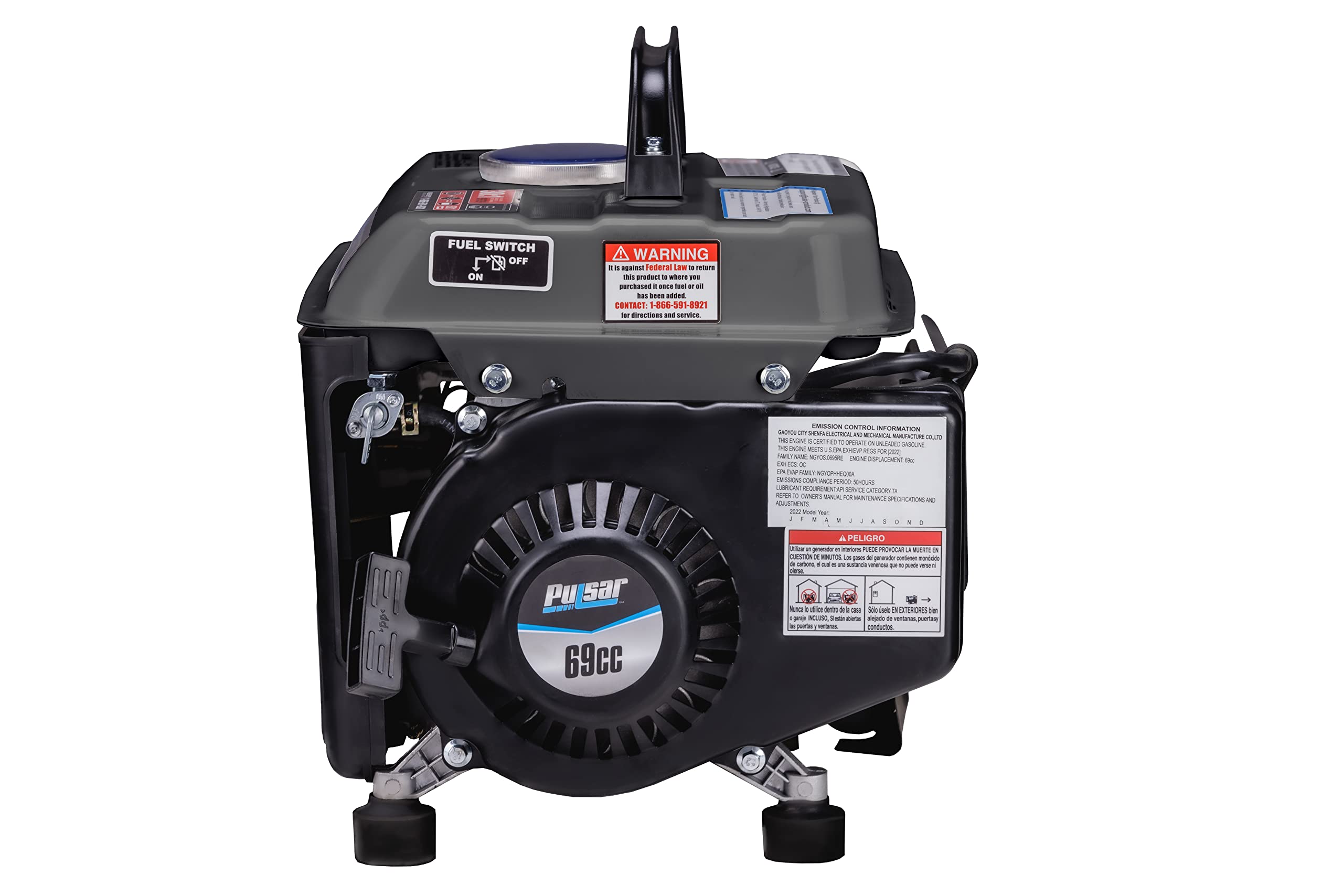 Pulsar G1200SG 1,200W Carrying Handle Gas-Powered Portable Generator, 1200w, Black/Gray