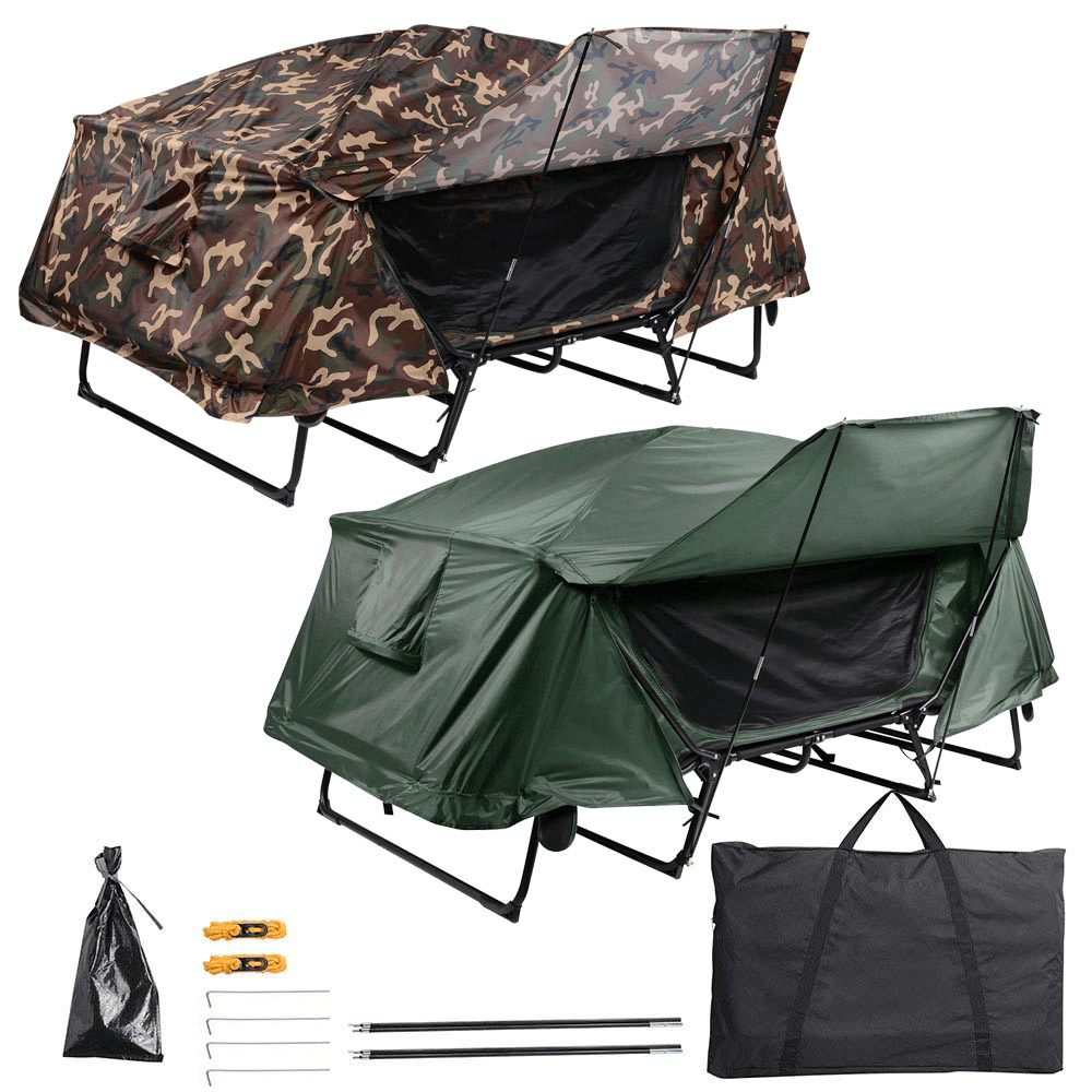 2026 2-Person Cot Tent Camping Folding Off the Gound Tent with Fly 4-Legs