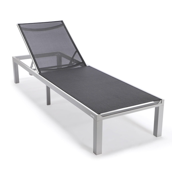 Aluminum Beach Pool Sun Lounge Chair Sling Mesh Fabric Reclining Stackable Lounger Chair