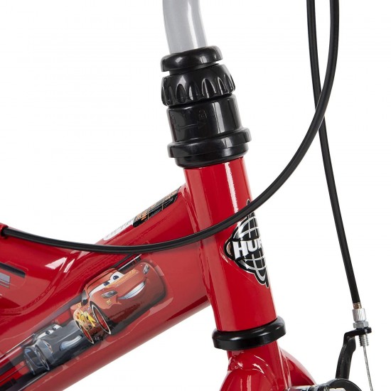 Cars Kid Bike Quick Connect Assembly, Handlebar Plaque w/ Sounds & Training Wheels, 16″