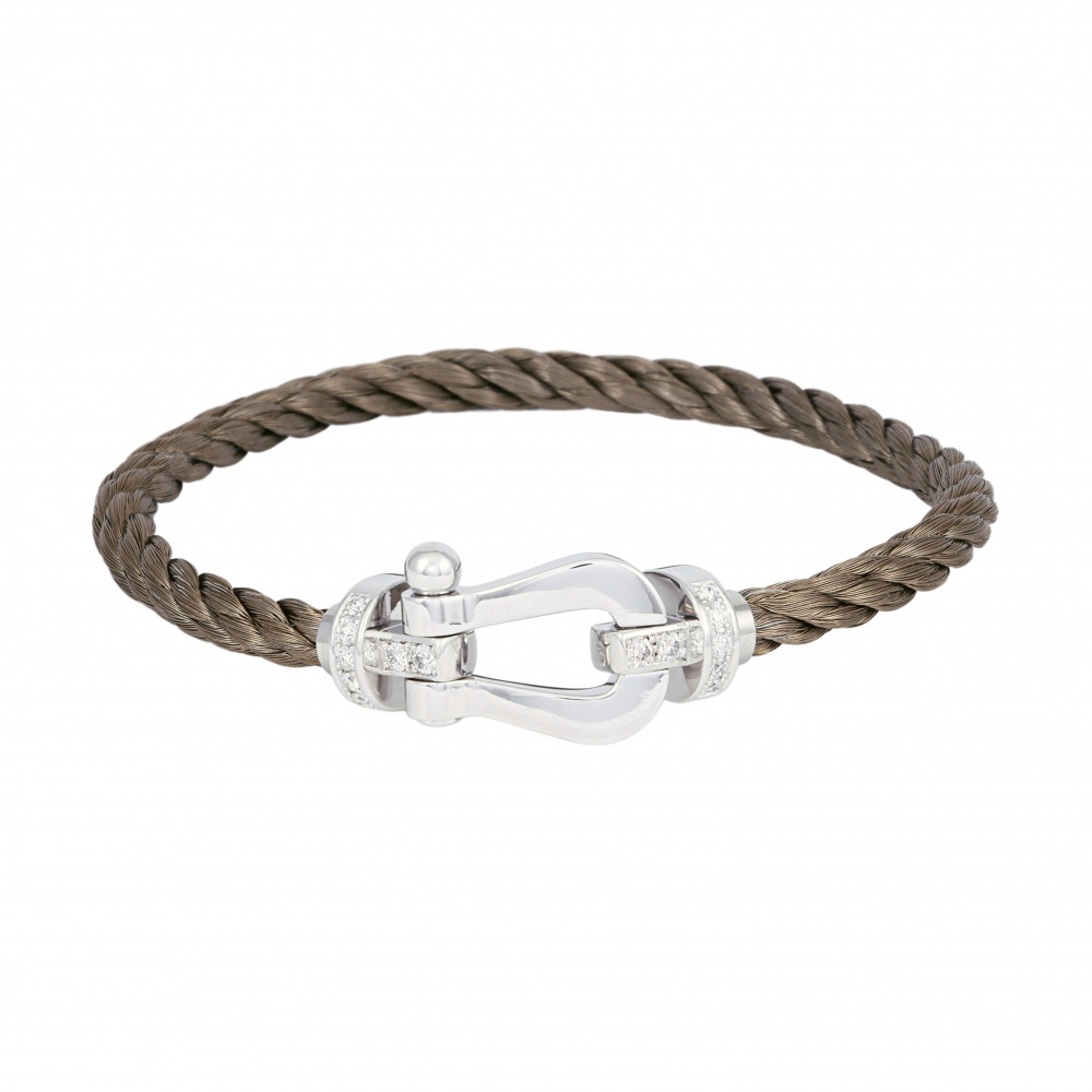 FRED Force 10 Lm Bracelet 18K White Gold & Stainless Steel Diamond 0B0026-6B1080