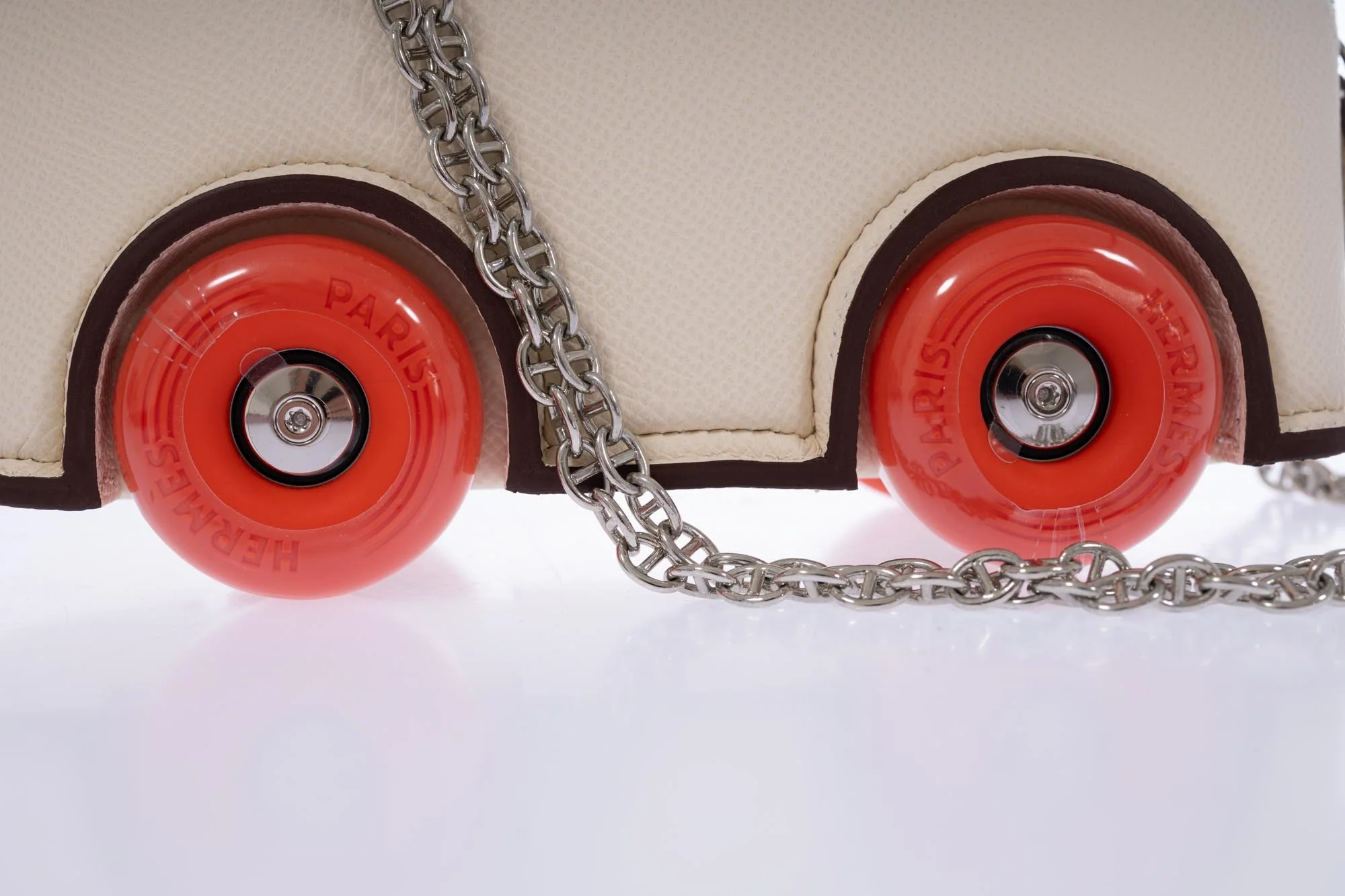 Hermès Mini Bolide 1923 On Wheels Craie Epsom Feu Wheels Palladium Hardware