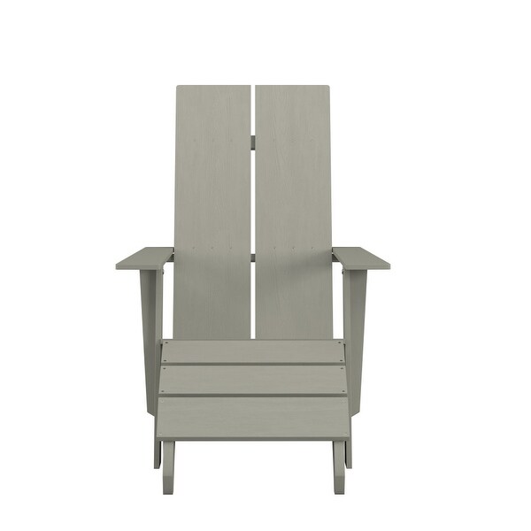 Modern AllWeather Dual Slat Adirondack Style Chair with Footrest
