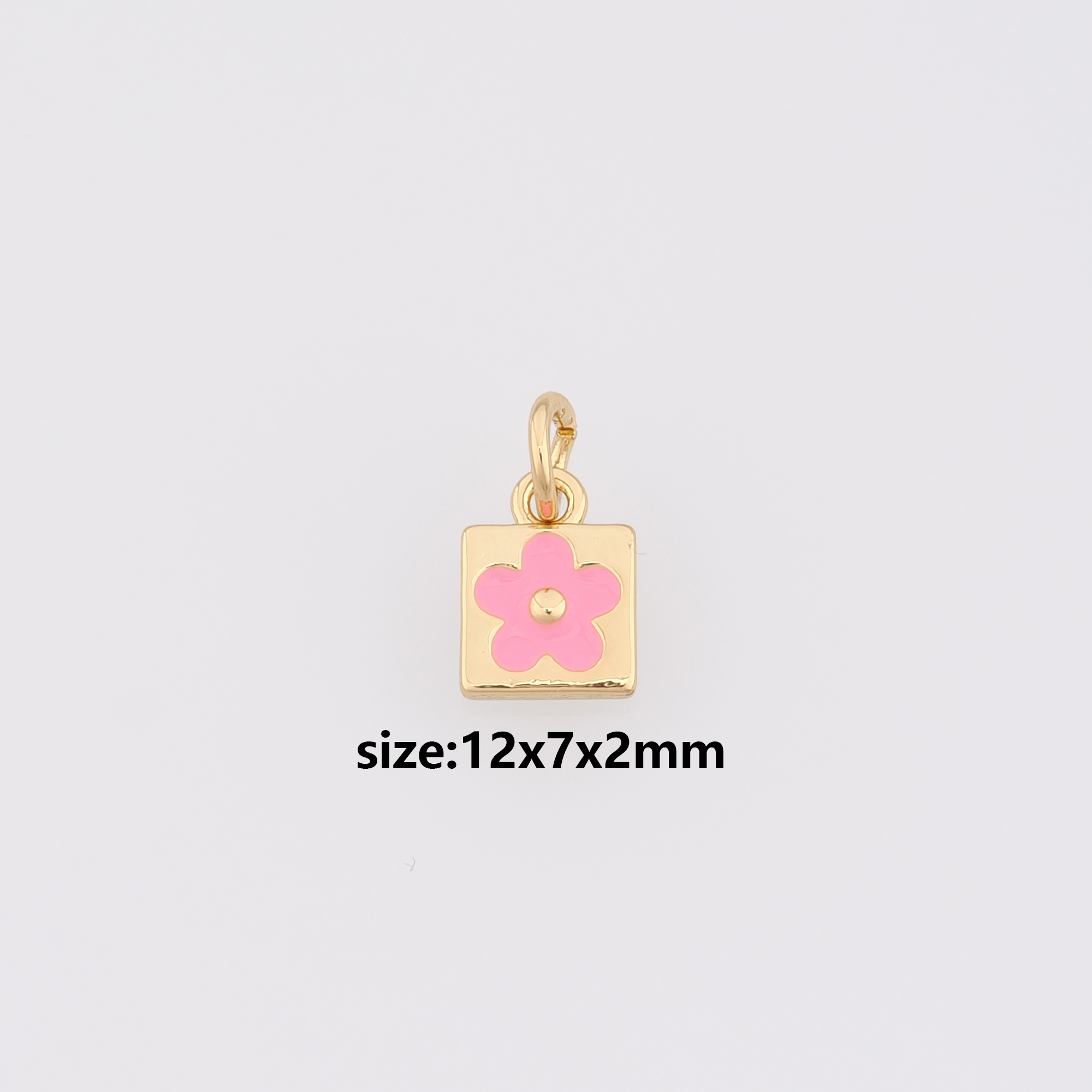 18K Gold Filled Flower Pendant,Enamel Flower Charm Earrings Necklace for DIY Jewelry Making Supply