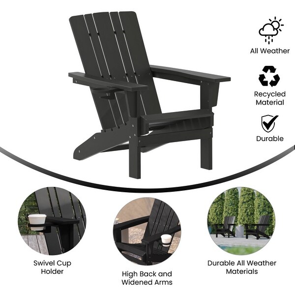 Commercial Grade AllWeather Adirondack Chair with Swiveling Cupholder