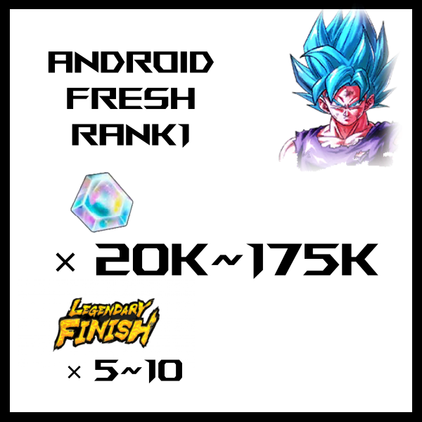 [ Global | Android ] Dragon Ball Legends Fresh Starter Account with 3k~120k Crystals 30~60 SP
