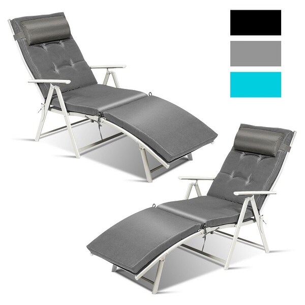 Costway 2PC Folding Chaise Lounge Chair with Cushion